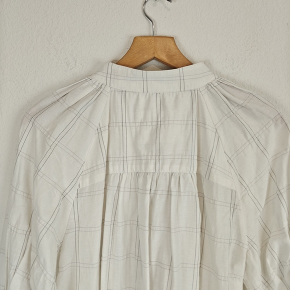 Anthropologie Textured Cotton Peasant Blouse Ivory Boho Minaminlist Relaxed Top - Picture 16 of 16